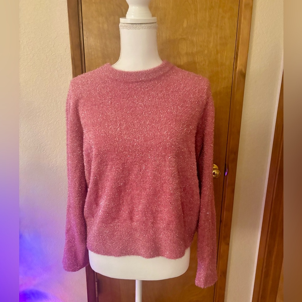 Old Navy Women's Sparkling Pink Crew Neck Sweater